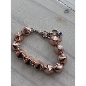 Lucky‎ Brand - Rose Gold Tone Spiked Cone Link Bracelet Goth Shamrock EUC